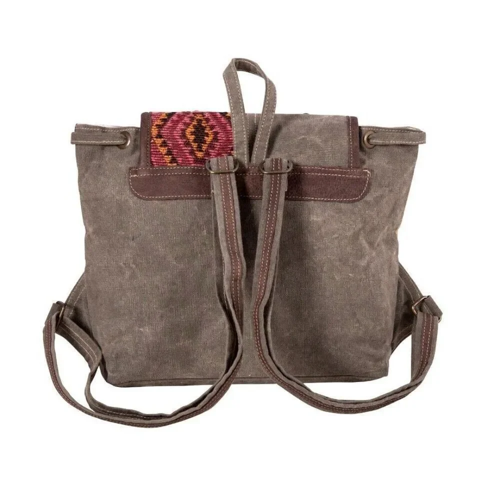 Myra Bag Handmade Singapore Backpack Upcycled Canvas & Cowhide Leather